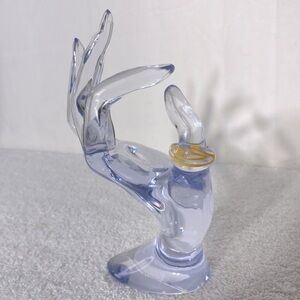 Vintage Art Glass Handmade Clear & Yellow Band Ring Boho Festival